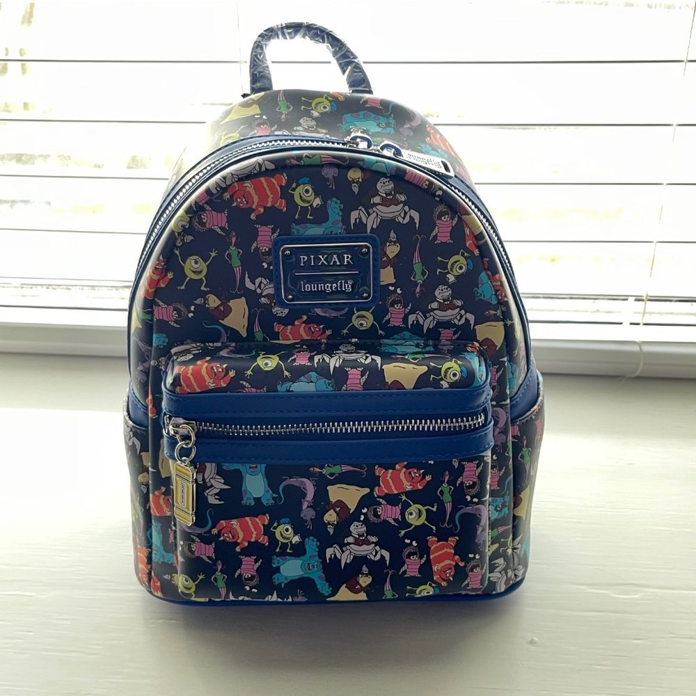 Loungefly Disney Monsters Inc All Over Print Mini Backpack New